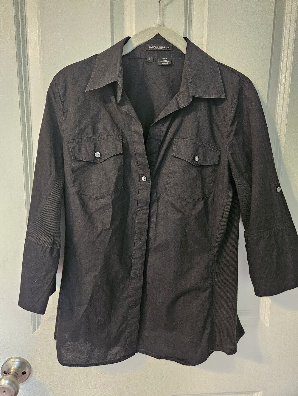 Sandra Ingrish Black Button-Down Work Shirt